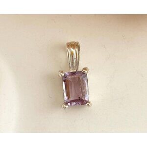 Minimalist Amethyst Gemstone Sterling Silver 925 Vintage Pendant | Charm